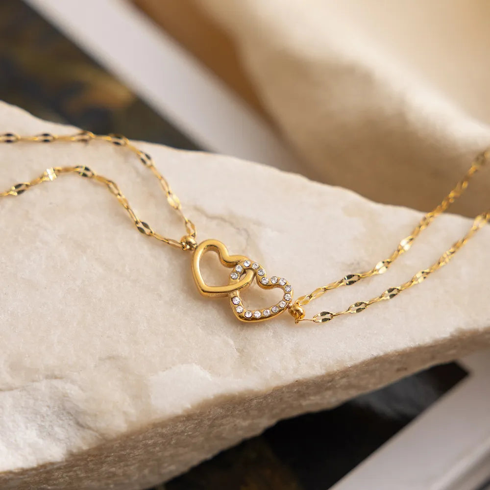 Gouden Dubbel Hart Armband