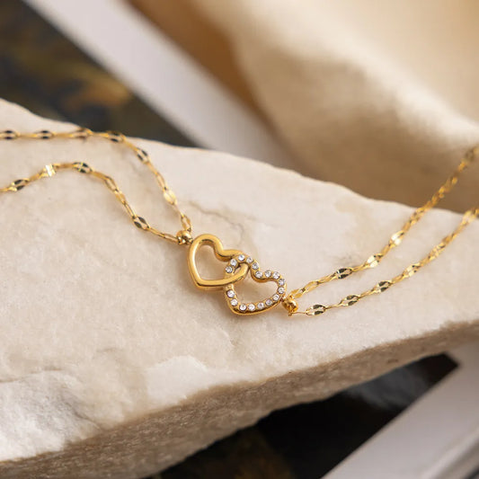 Gouden Dubbel Hart Armband