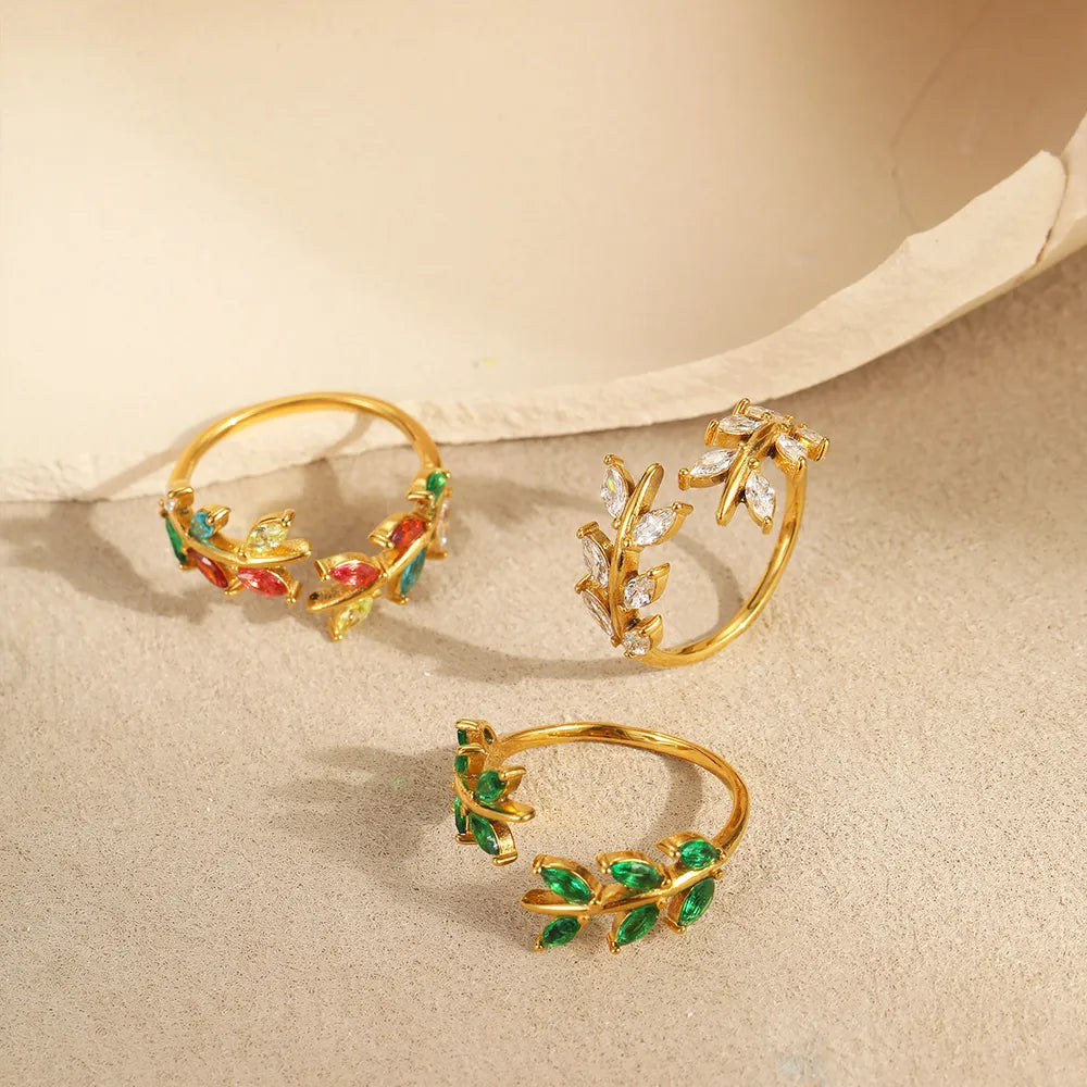 Geometrische Blad Zirconia Ring