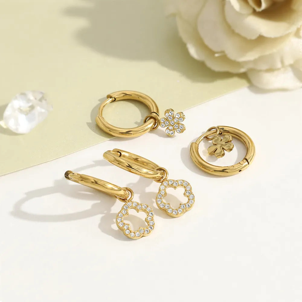 Gouden Bloem Drop Oorbellen