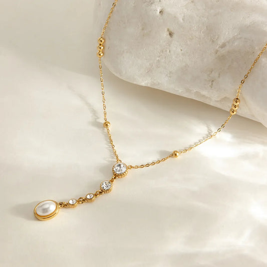 Gouden Parel Drop Ketting