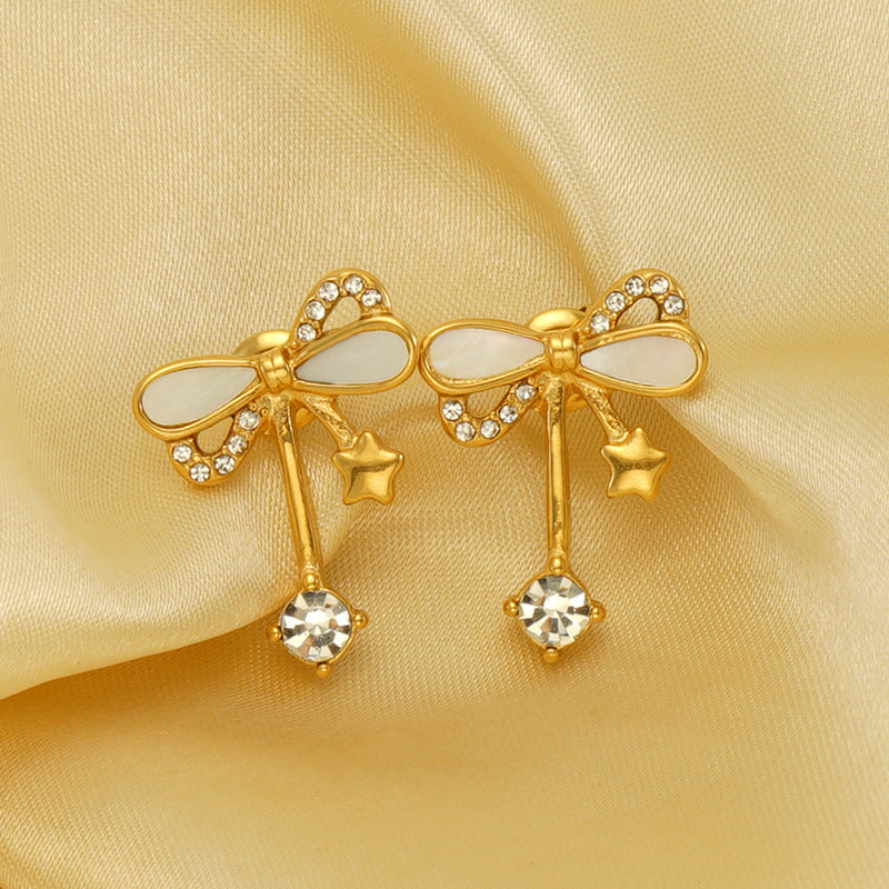 Golden Bow Stud Earrings