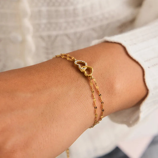 Gouden Dubbel Hart Armband