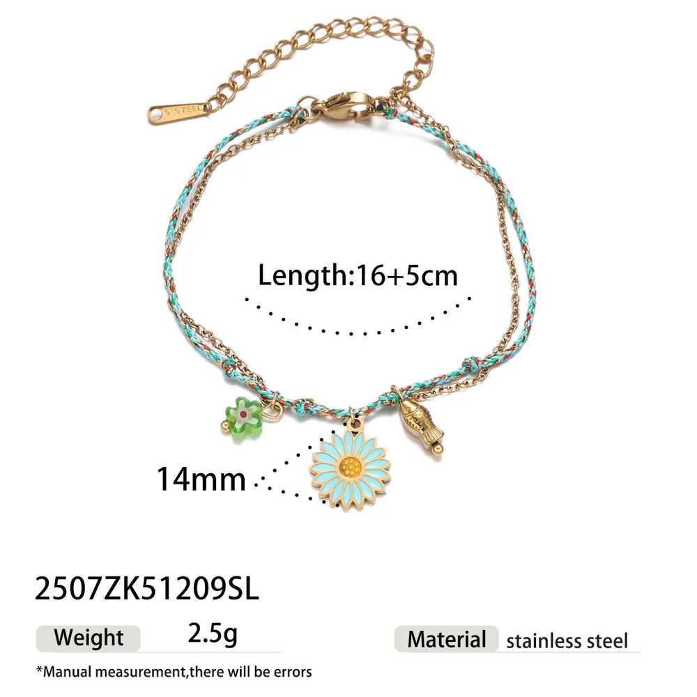 Zomer Bloem Armband Dubbel Bandje