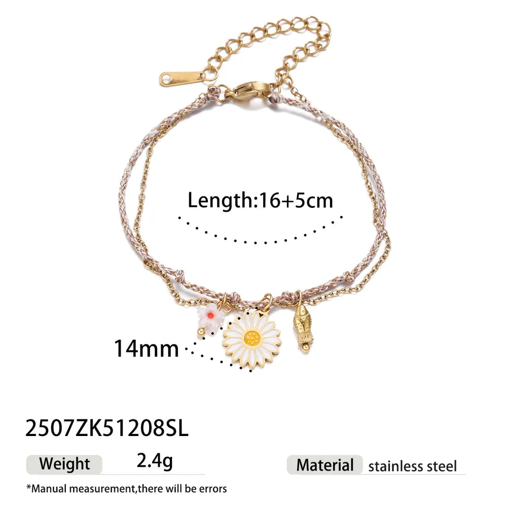 Zomer Bloem Armband Dubbel Bandje
