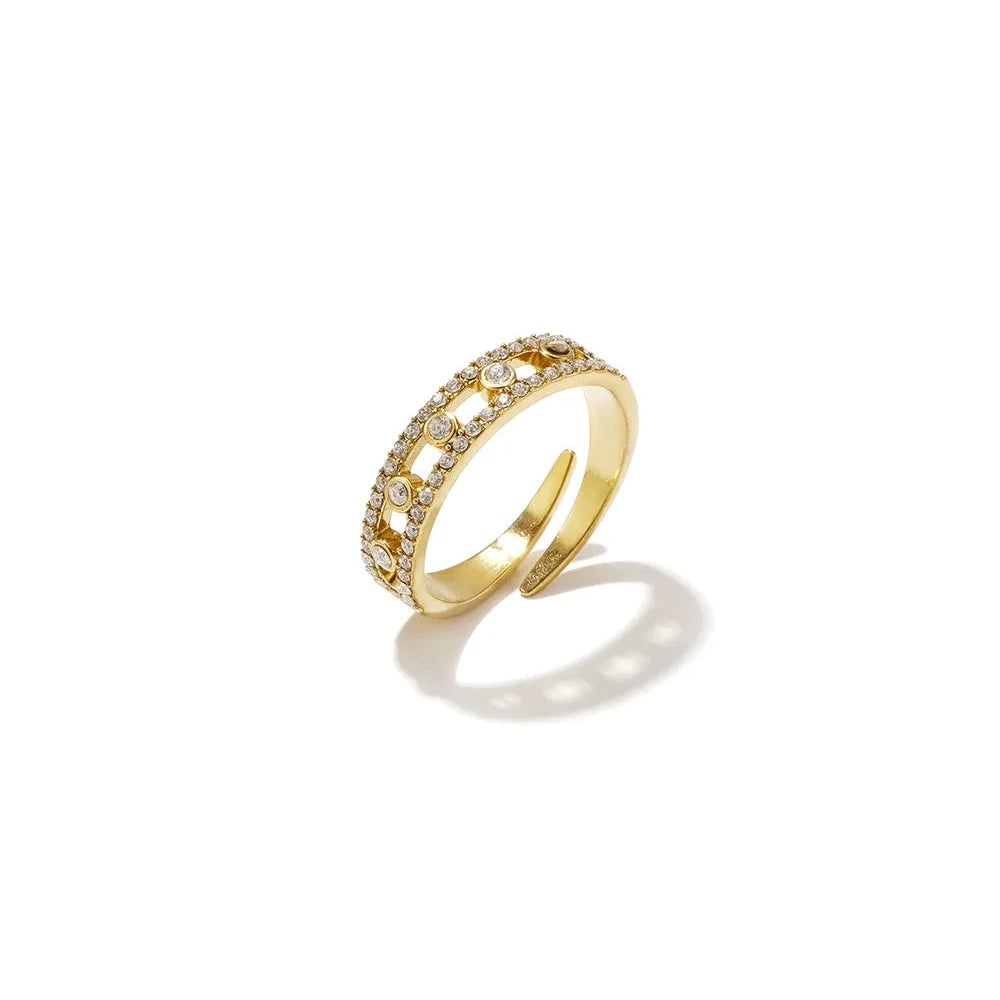 Dubbele rij ring met steentjes