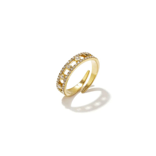 Dubbele rij ring met steentjes