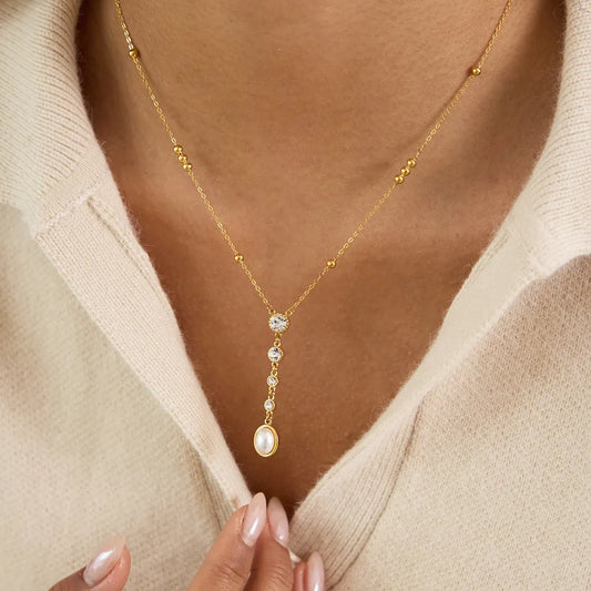 Gouden Parel Drop Ketting