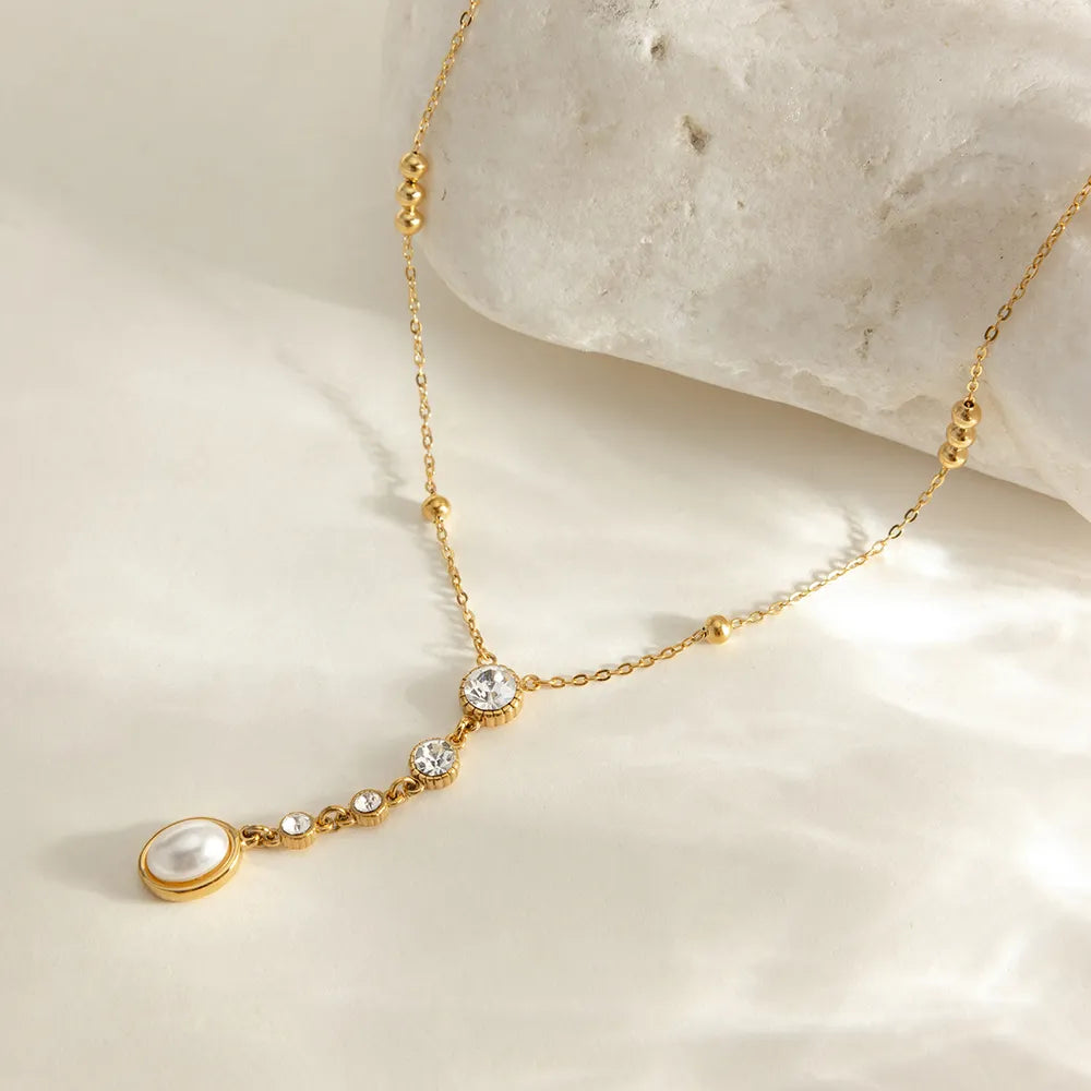 Gouden Parel Drop Ketting