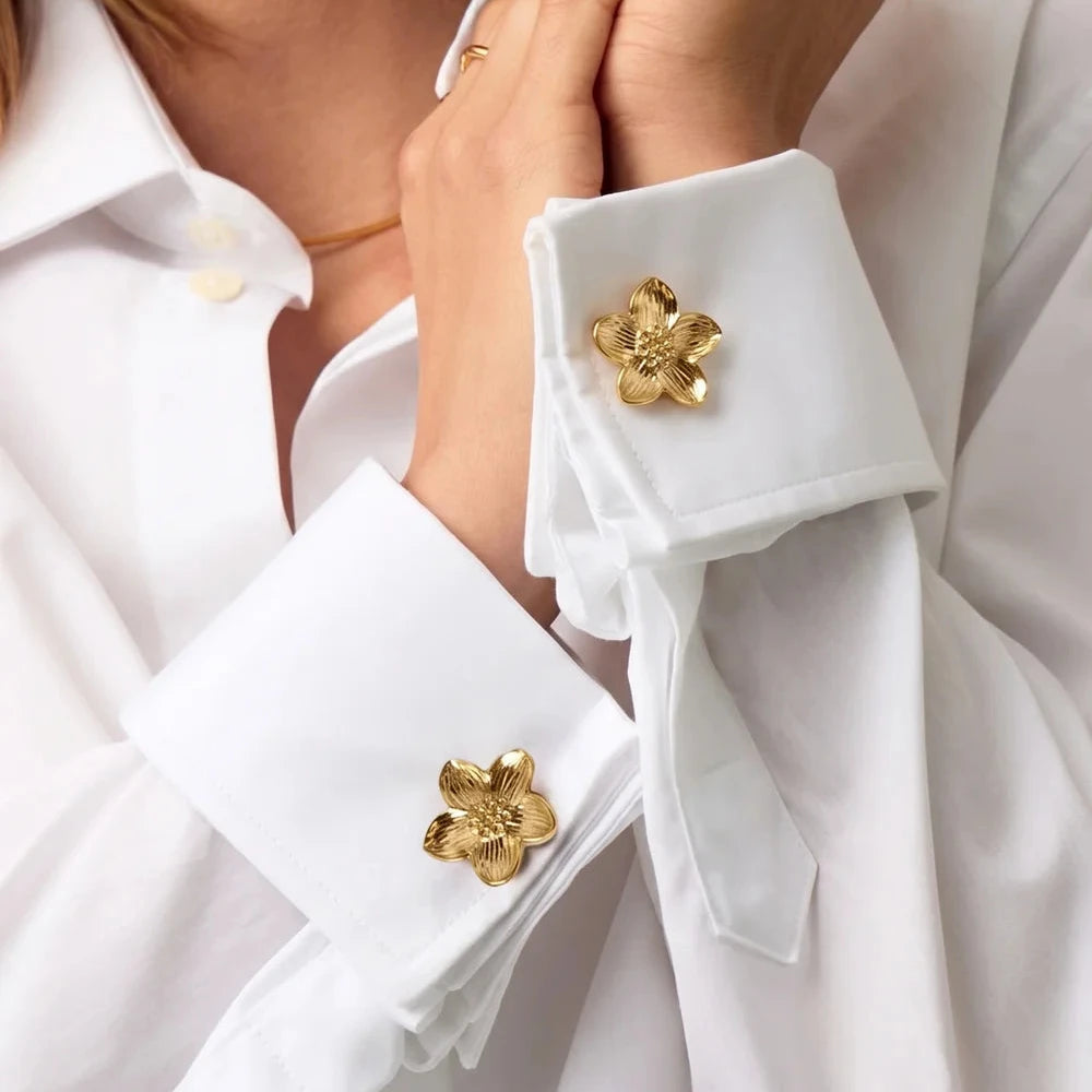 Gouden bloem manchetknopen
