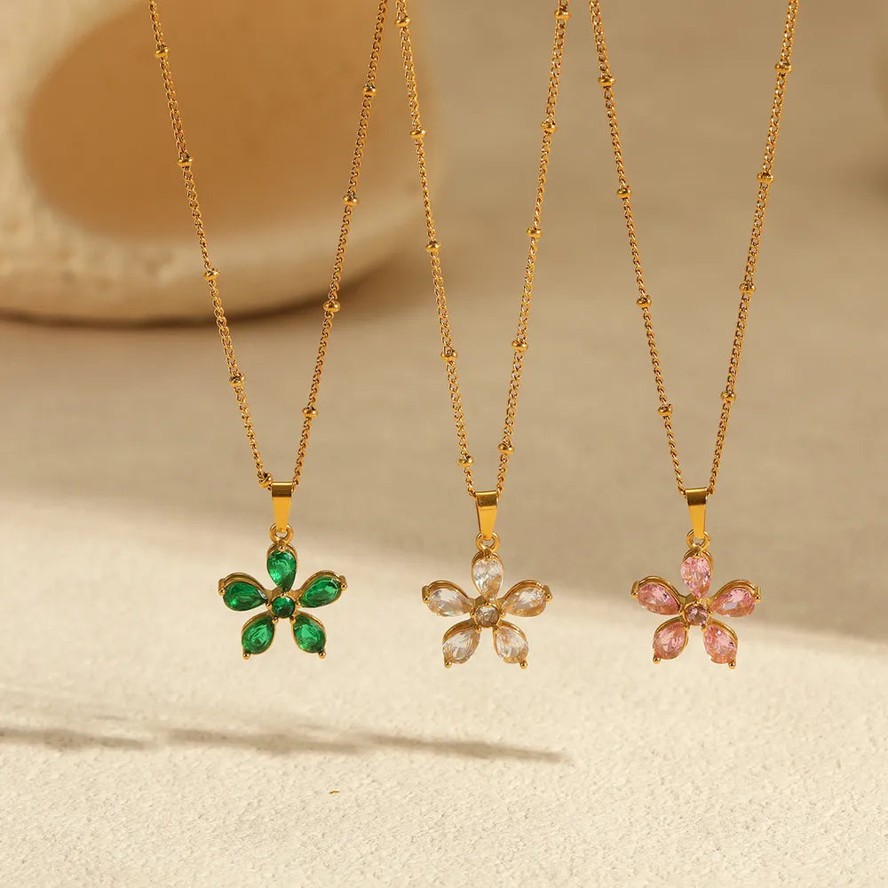 Gouden steentjes Bloem Ketting