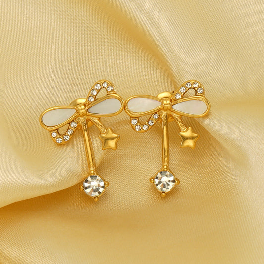 Golden Bow Stud Earrings